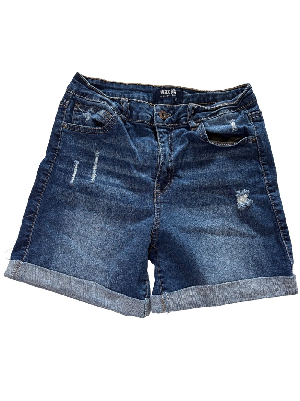 Wax Jean Dark Blue Distressed Women's Denim Shorts